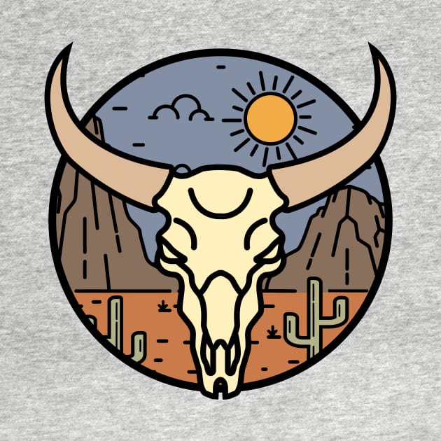 Western Desert Cow Skull Scene by Vault Emporium